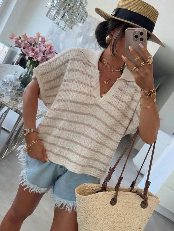 Top tricot cu maneca scurta SHEIN