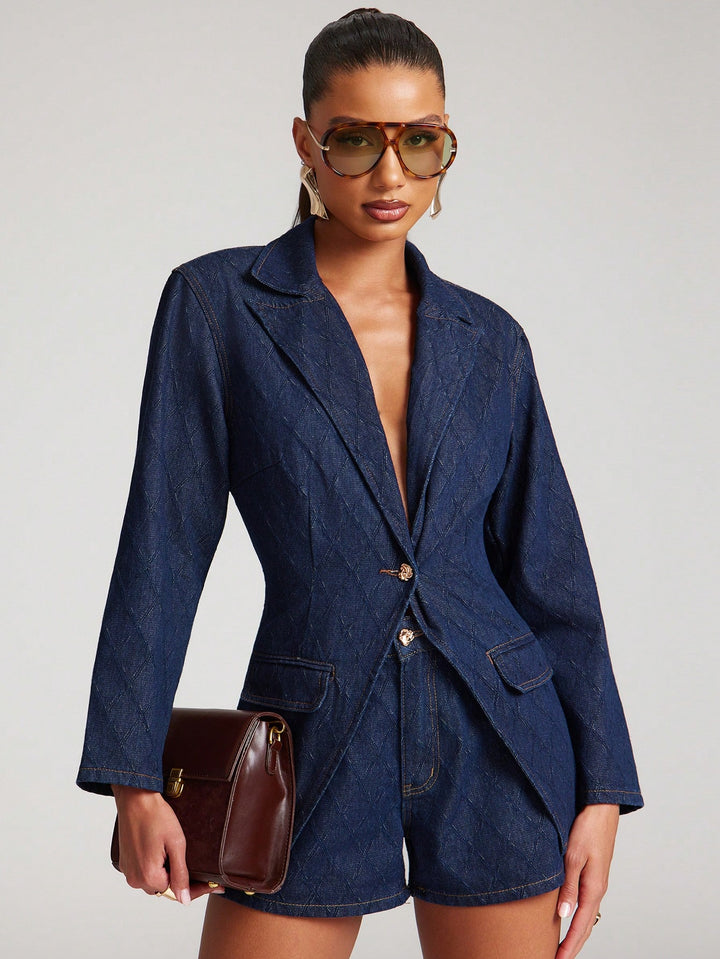 Sacou denim SHEIN, albastru