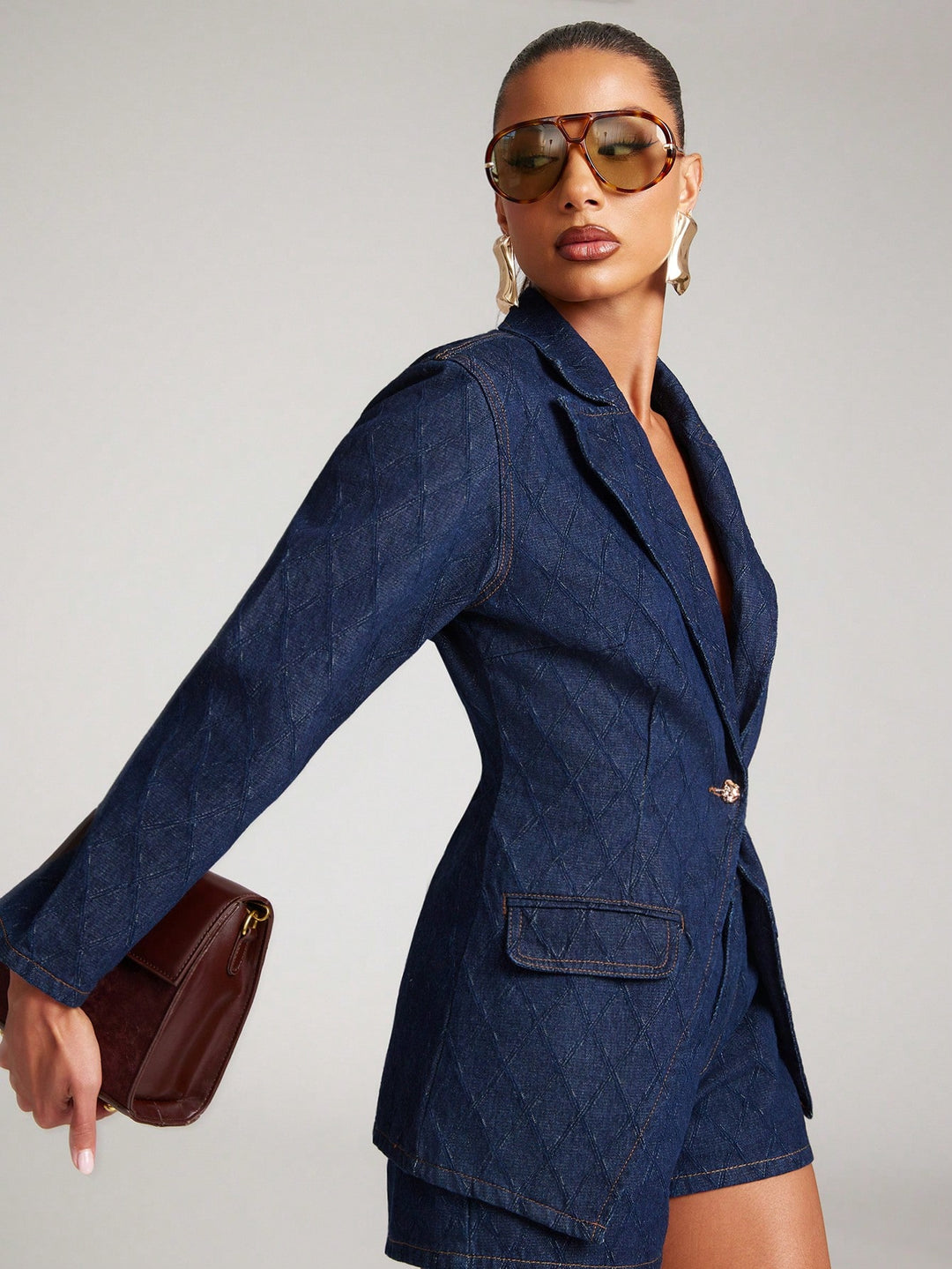 Sacou denim SHEIN, albastru