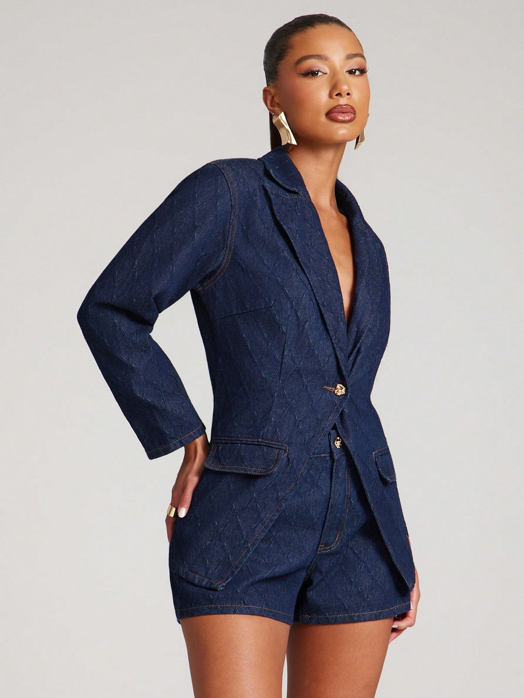 Sacou denim SHEIN, albastru