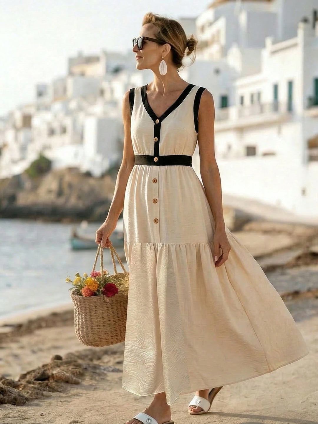 Rochie maxi SHEIN, bej