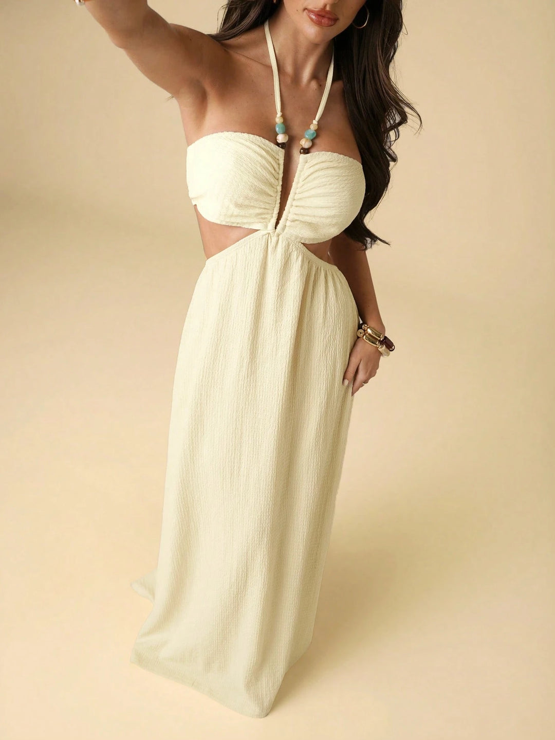 Rochie maxi SHEIN, crem