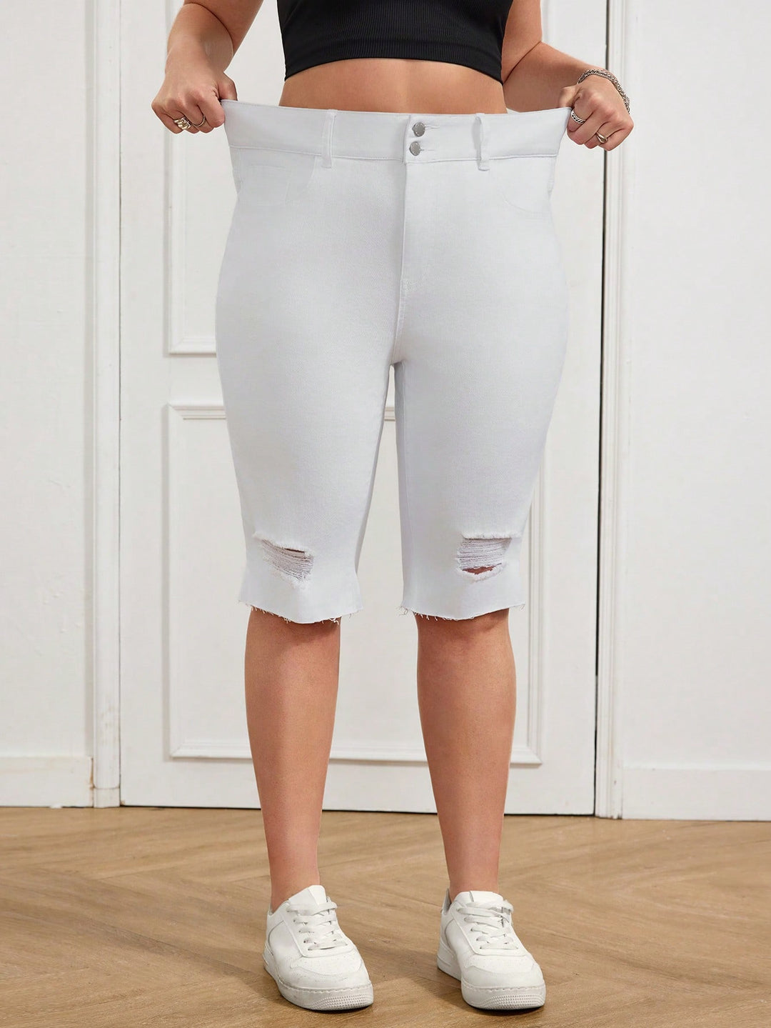 Pantaloni scurți SHEIN, alb
