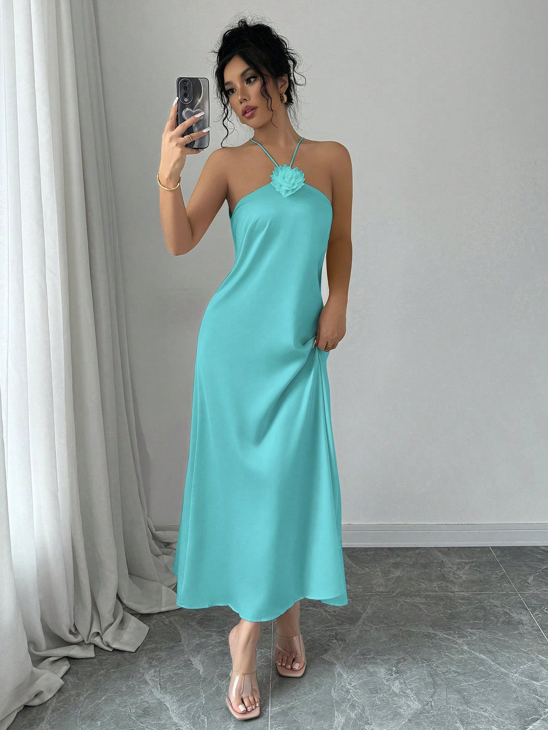 Rochie midi SHEIN, turcoaz