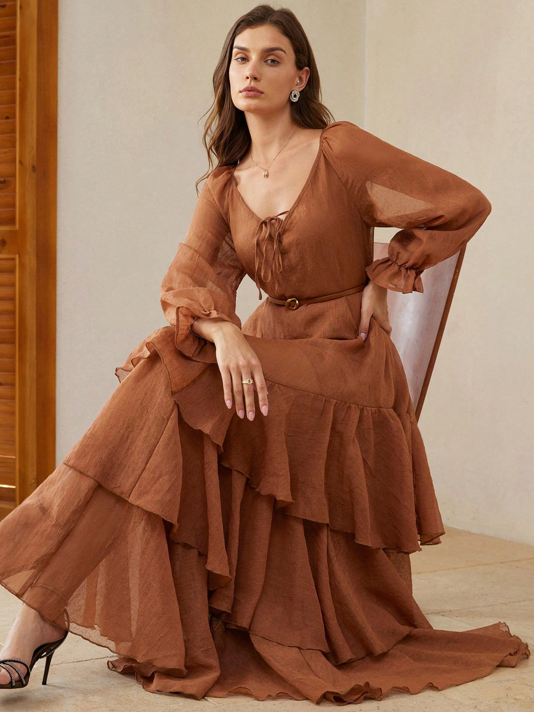 Rochie maxi SHEIN, maro