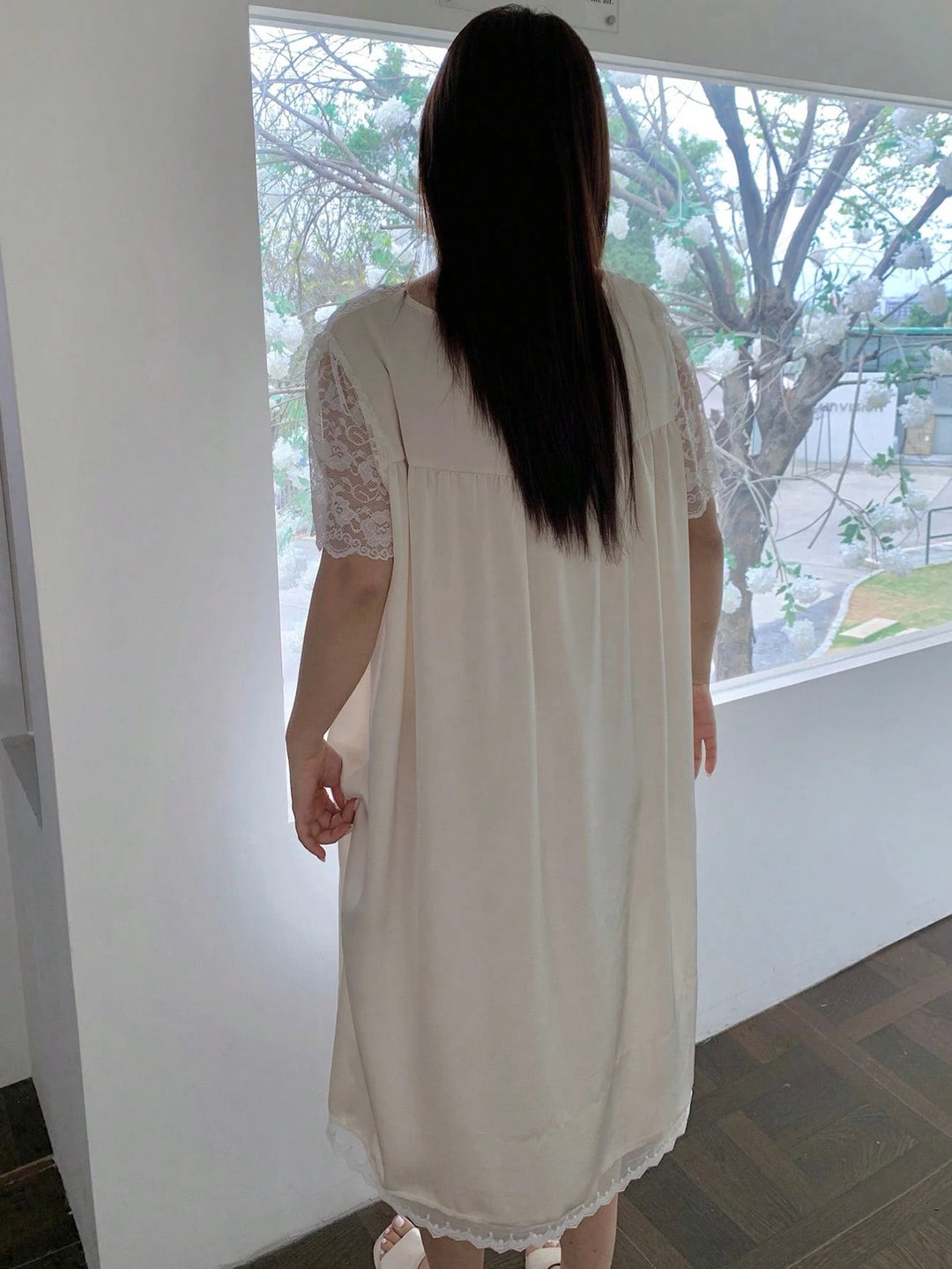Rochie de noapte SHEIN, crem