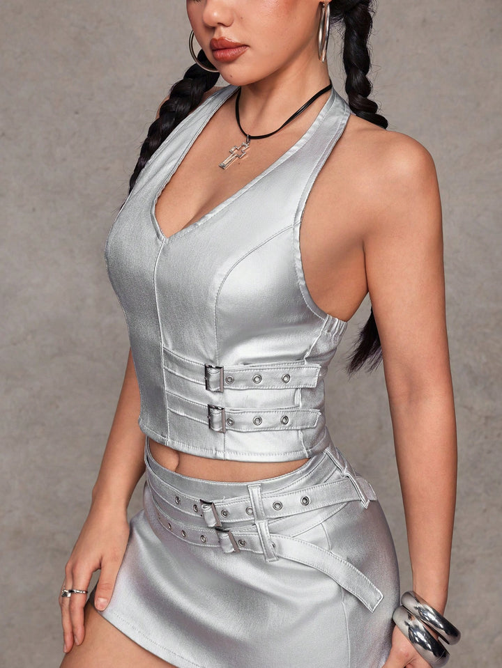 Top SHEIN, argintiu