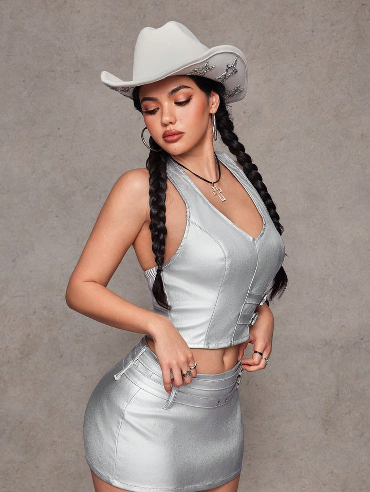 Top SHEIN, argintiu
