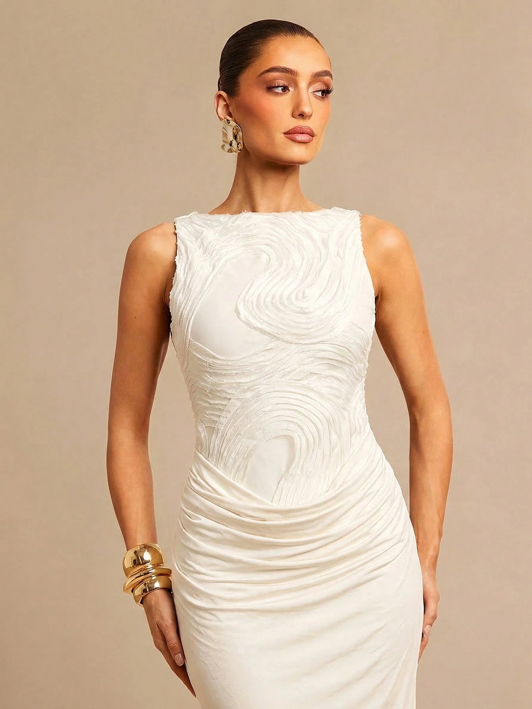 Rochie maxi SHEIN, crem