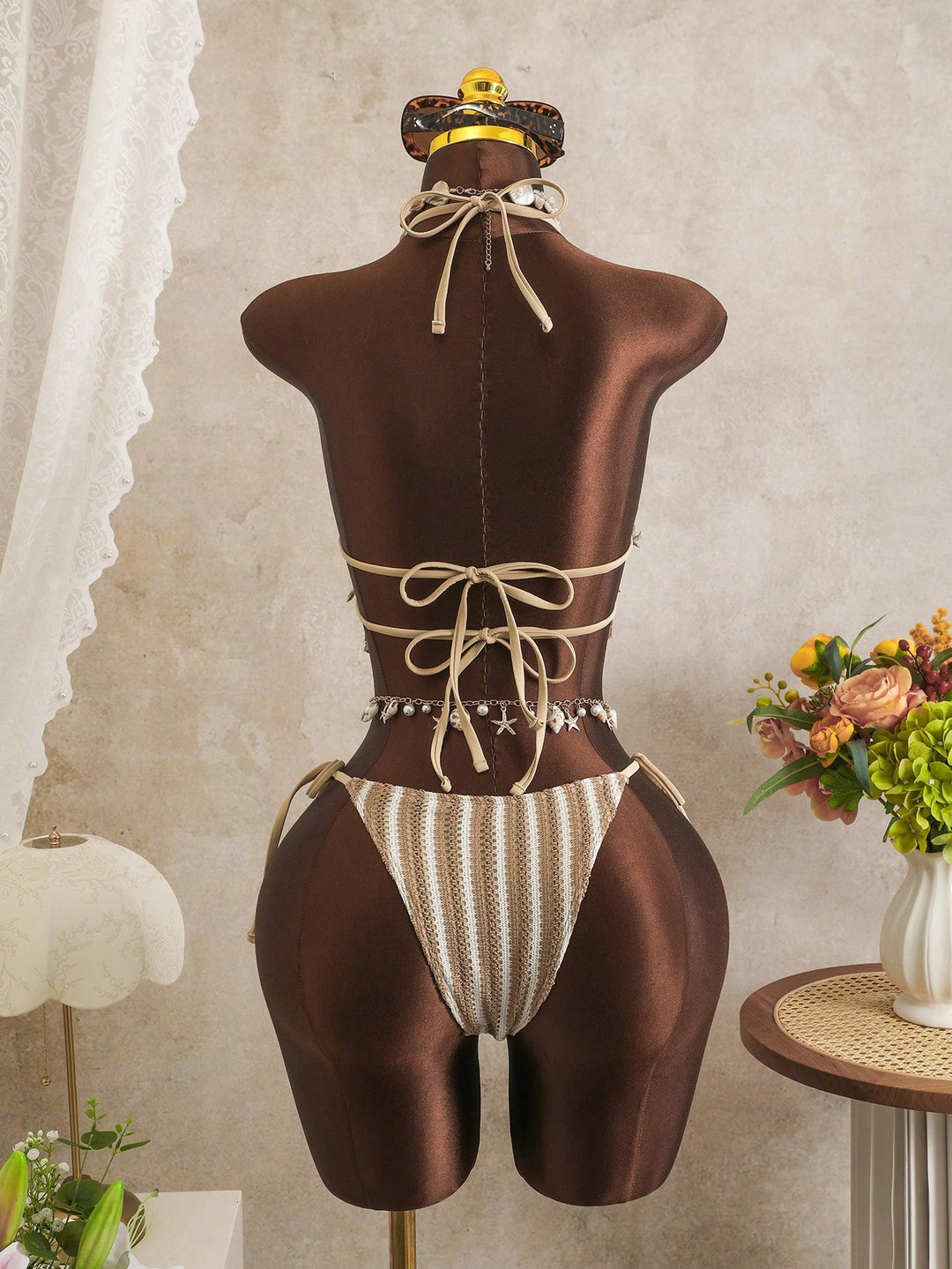 Costum de baie SHEIN, maro