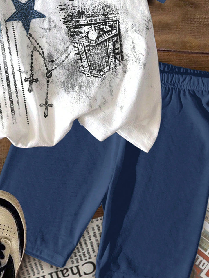 Set tricou cu pantaloni scurți SHEIN, mix culori