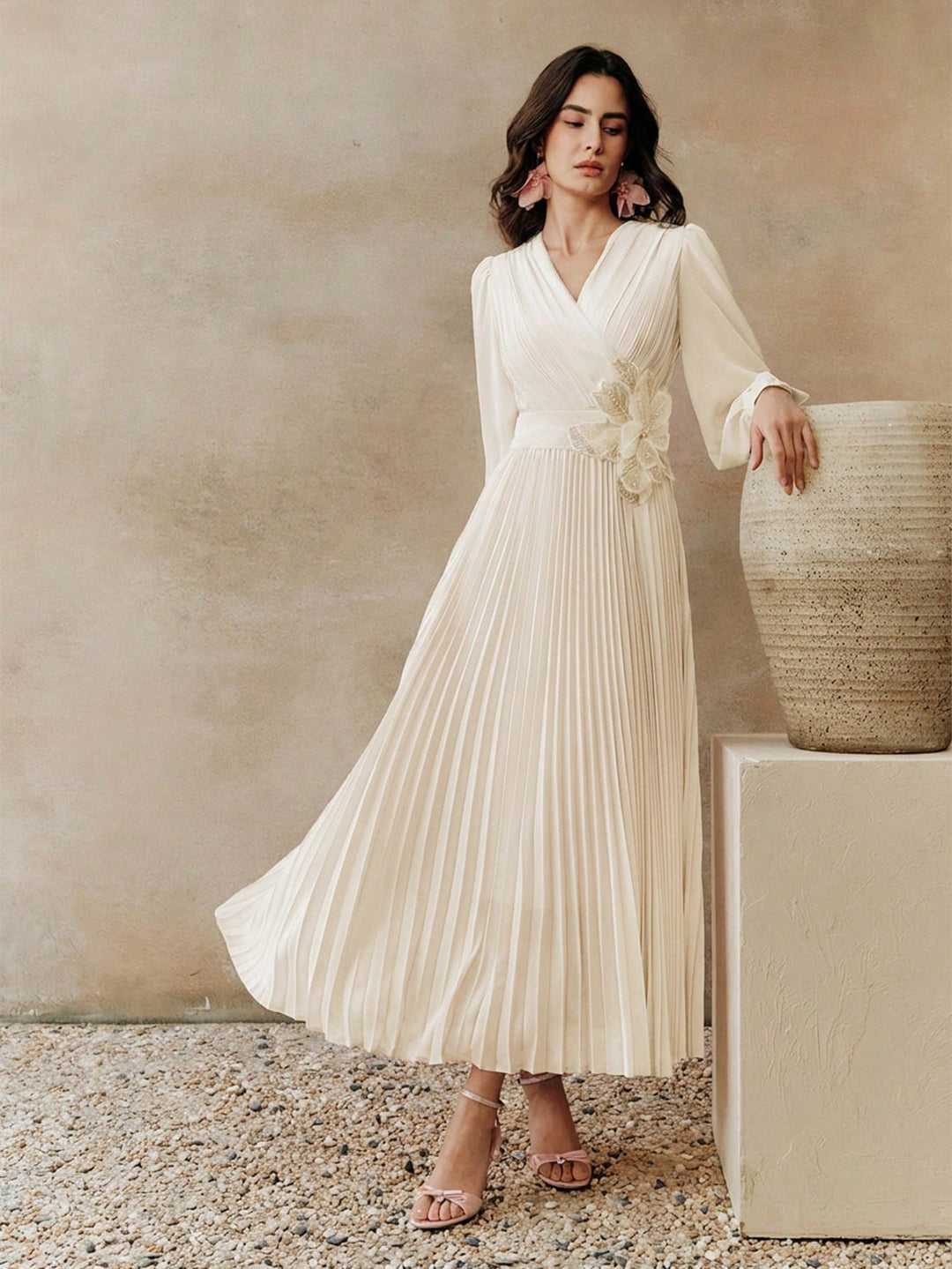 Rochie maxi SHEIN, crem