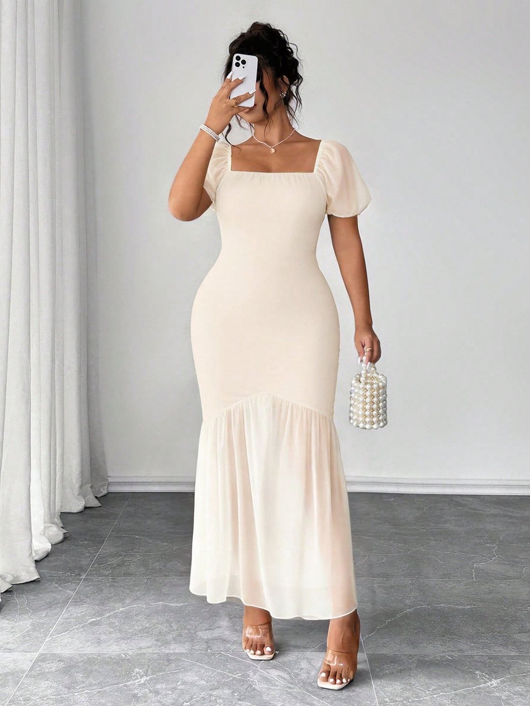 Rochie maxi SHEIN, crem