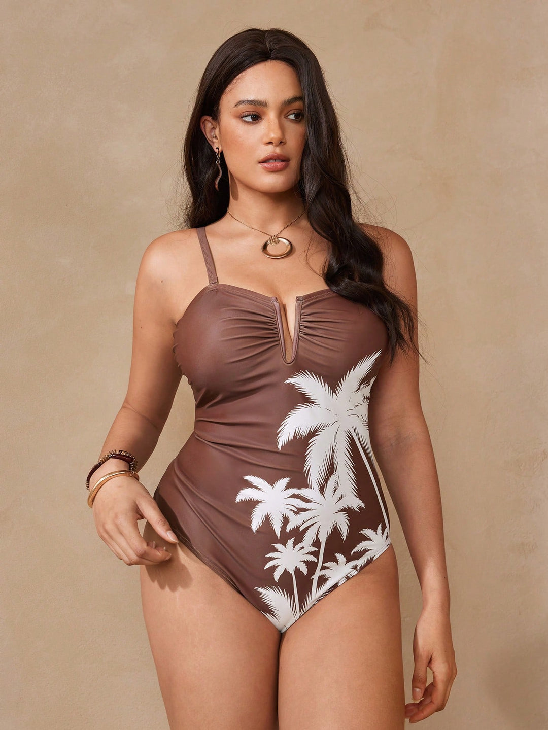 Costum de baie SHEIN, maro