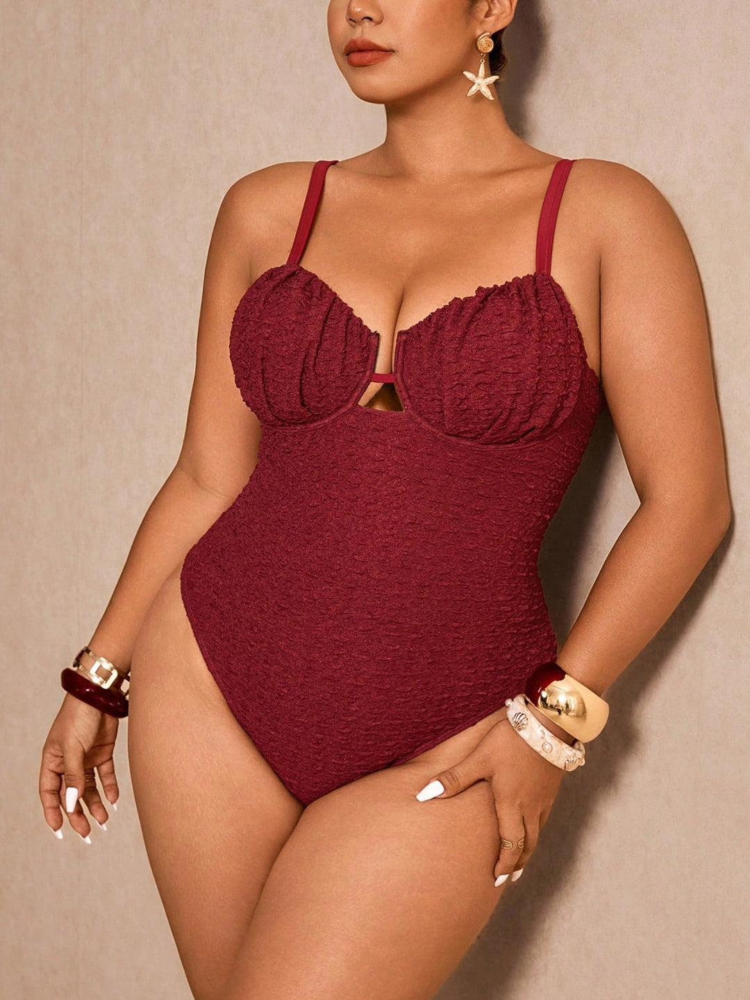 Costum de baie SHEIN, maro