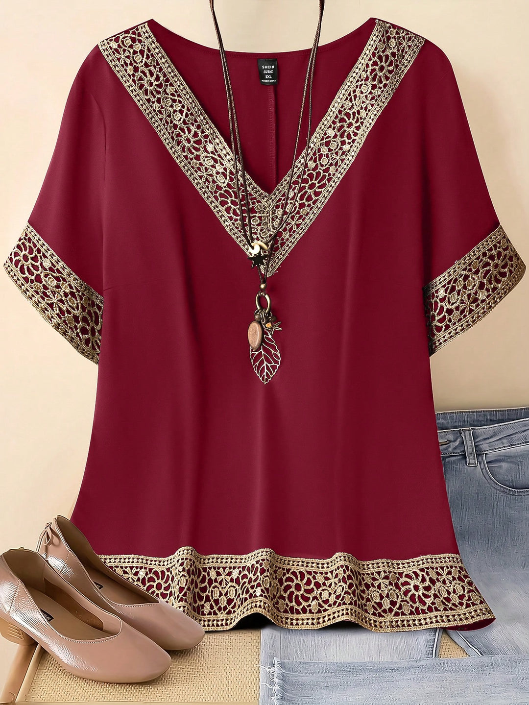 Tricou SHEIN, vișiniu