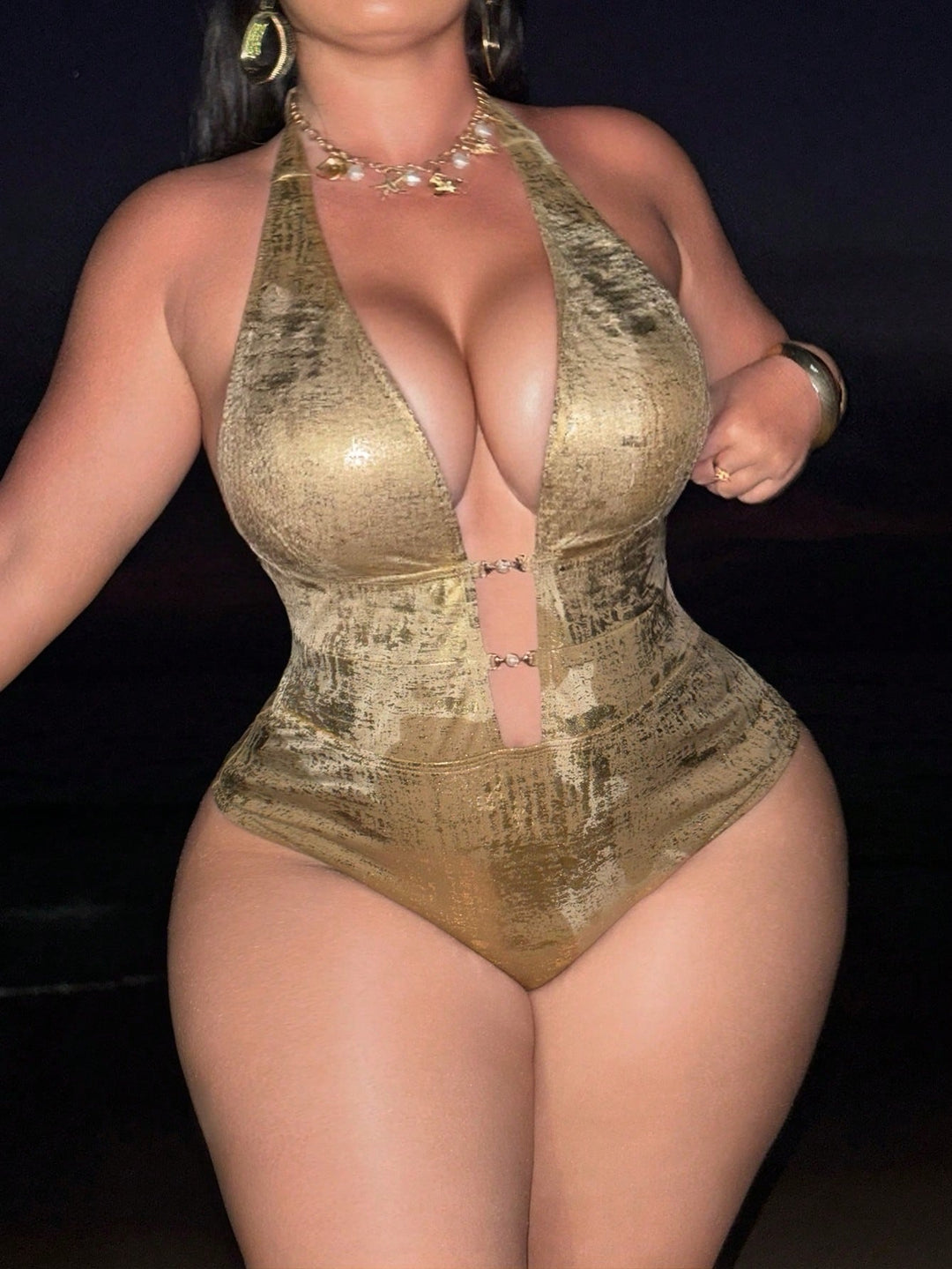 Costum de baie SHEIN, auriu