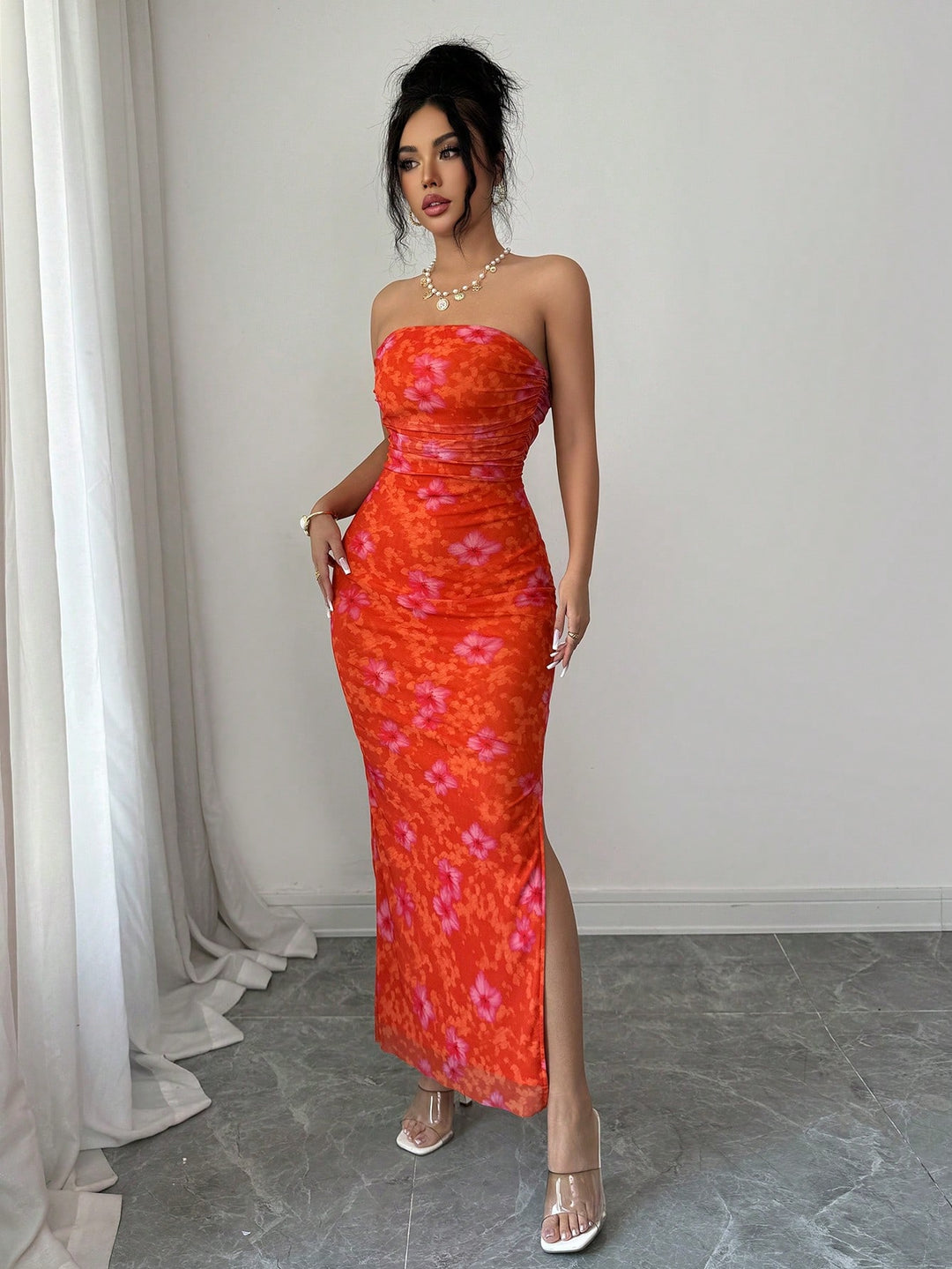 Rochie maxi SHEIN, portocaliu