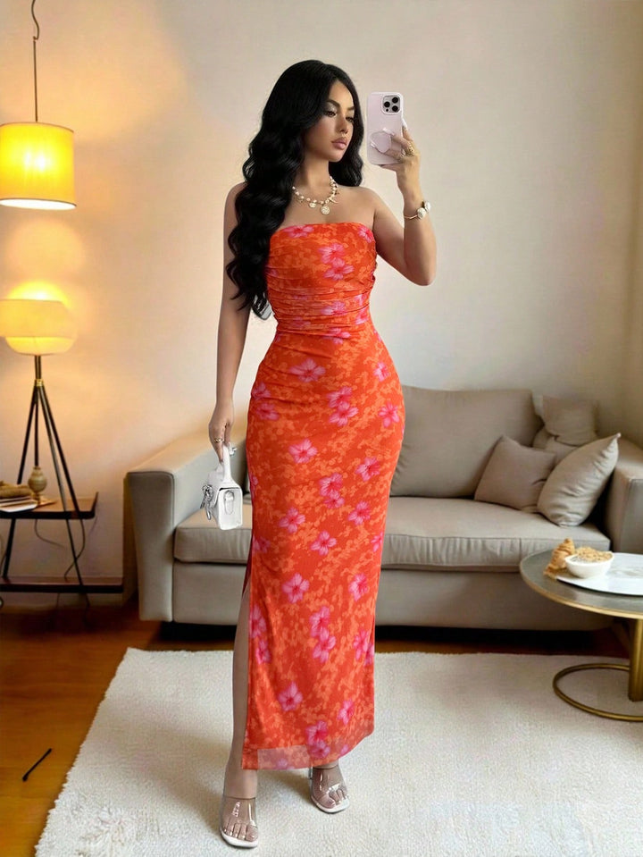 Rochie maxi SHEIN, portocaliu