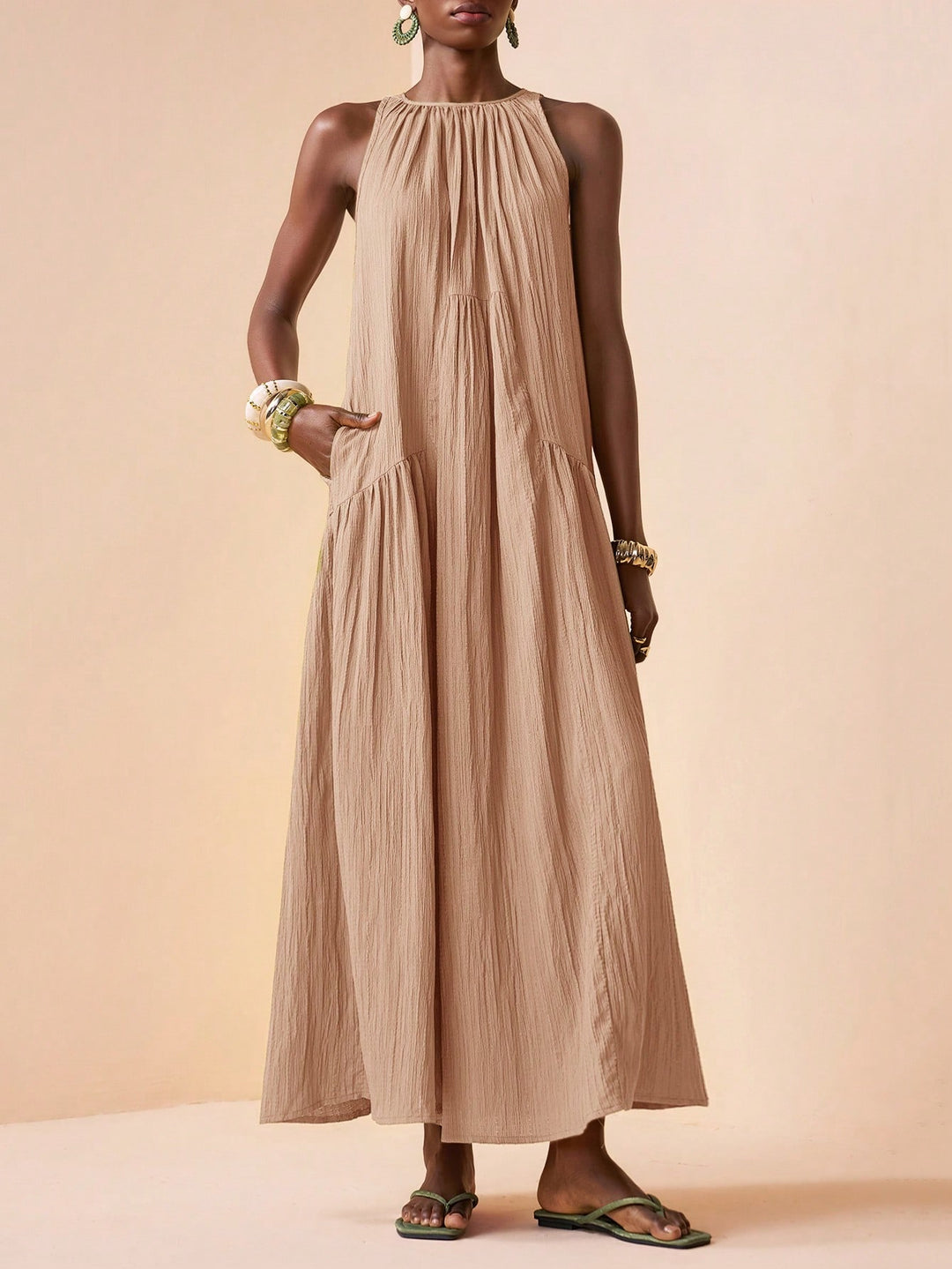 Rochie maxi SHEIN, kaki