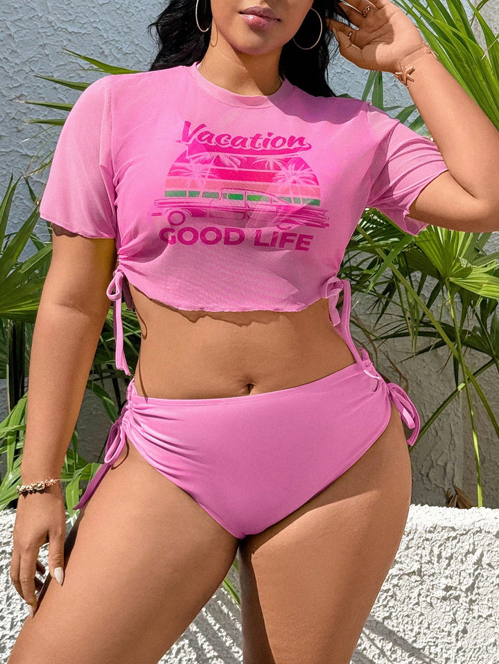 Set bikini de baie SHEIN, roz