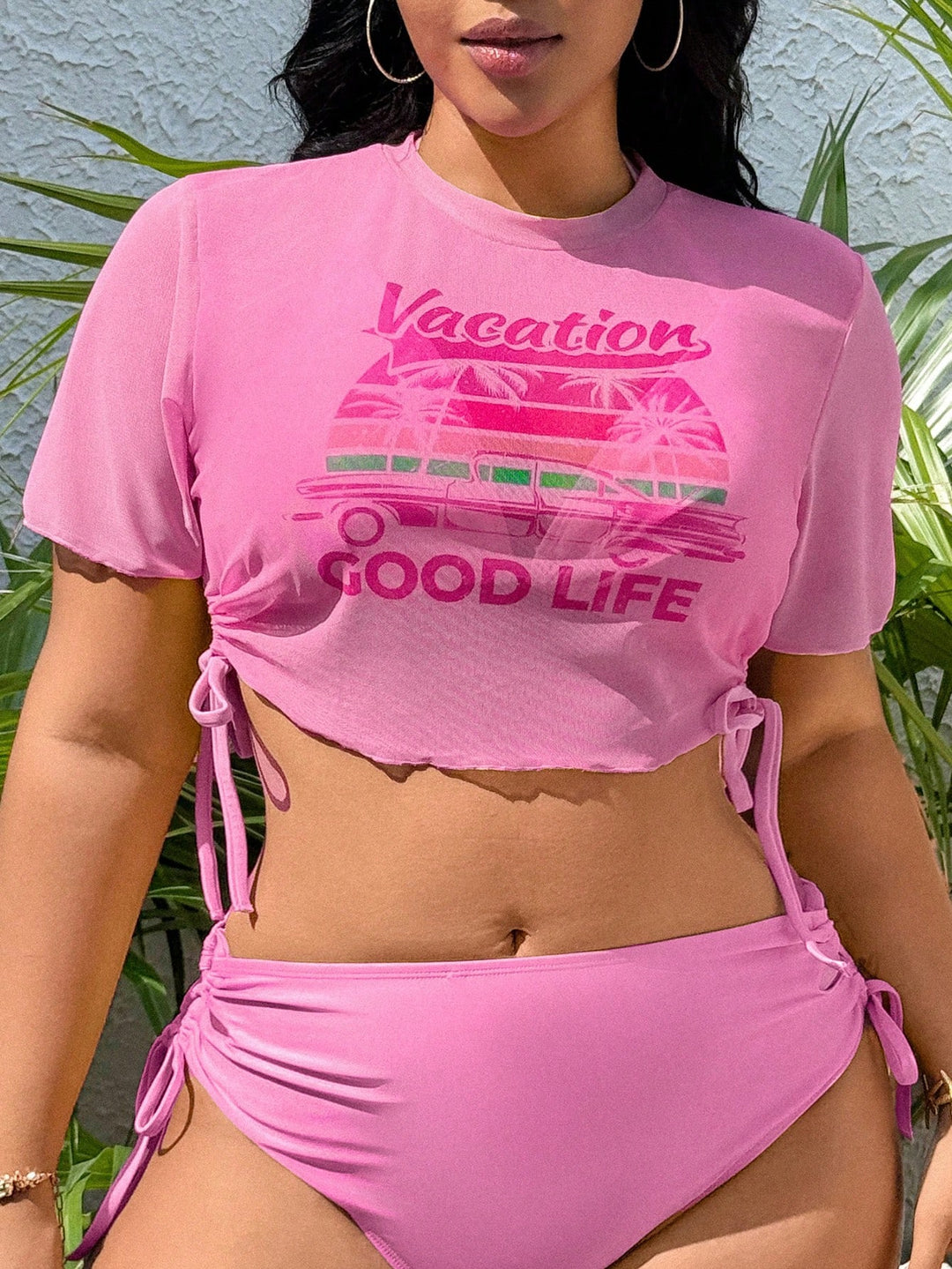 Set bikini de baie SHEIN, roz