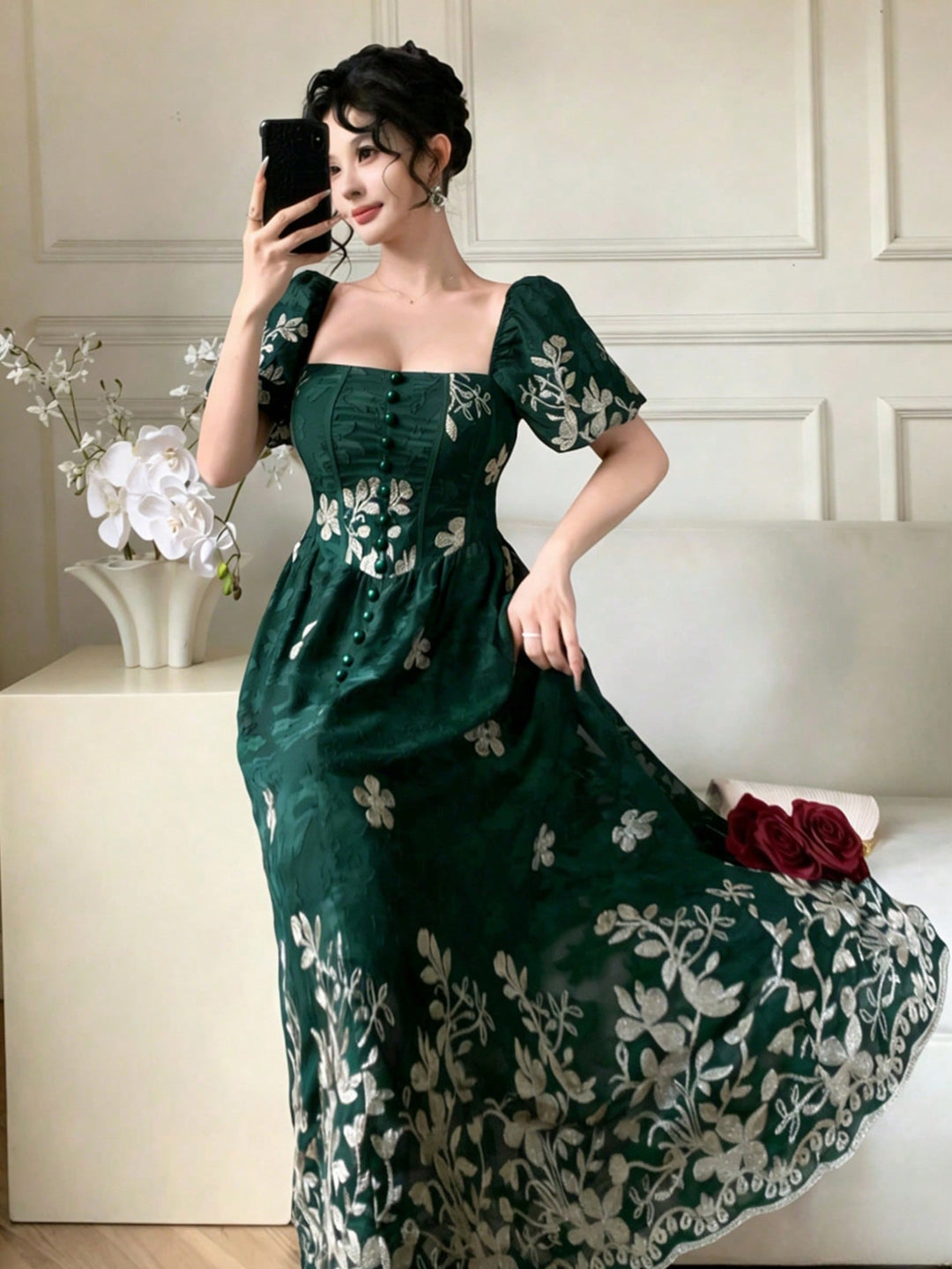 Rochie maxi SHEIN, verde