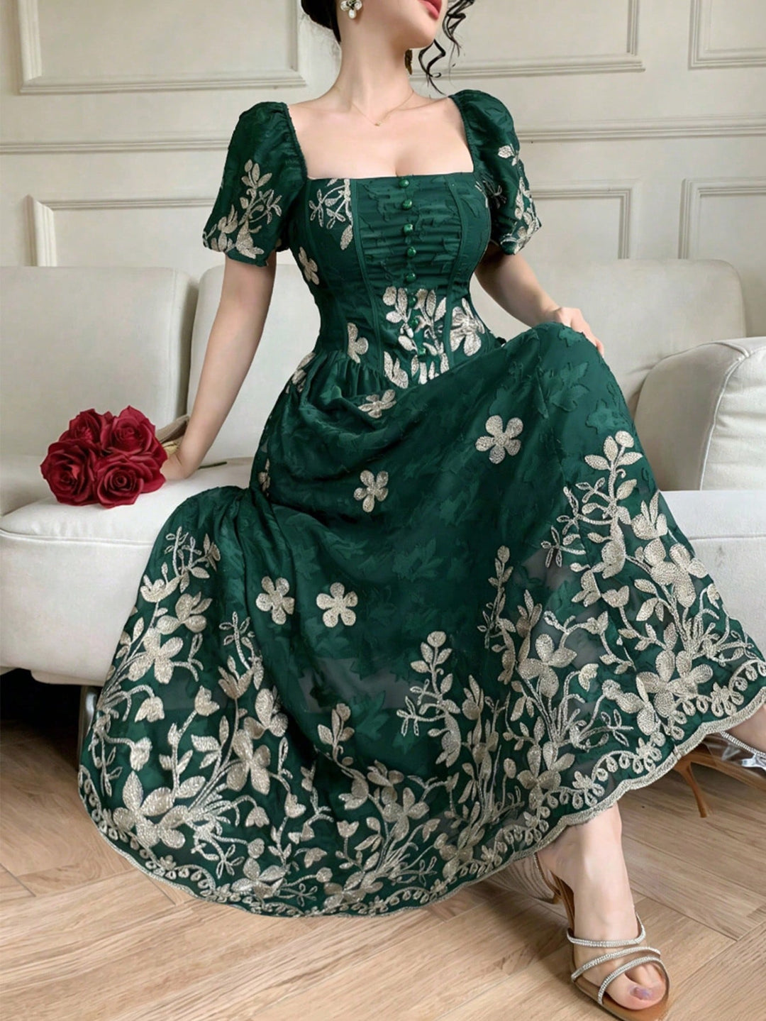 Rochie maxi SHEIN, verde