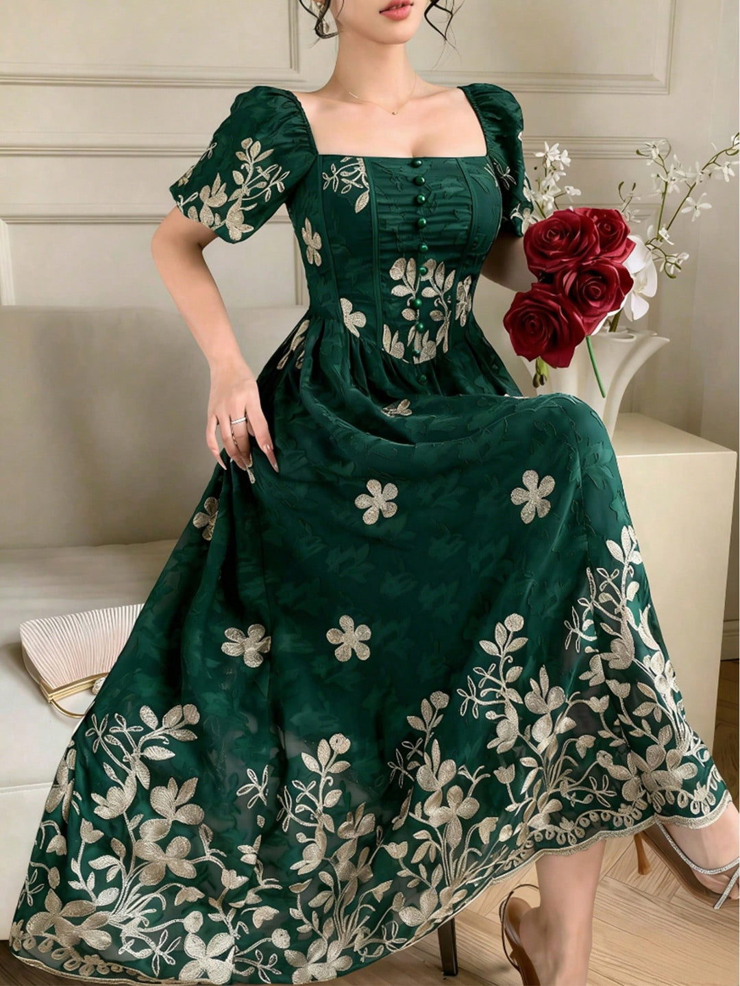 Rochie maxi SHEIN, verde