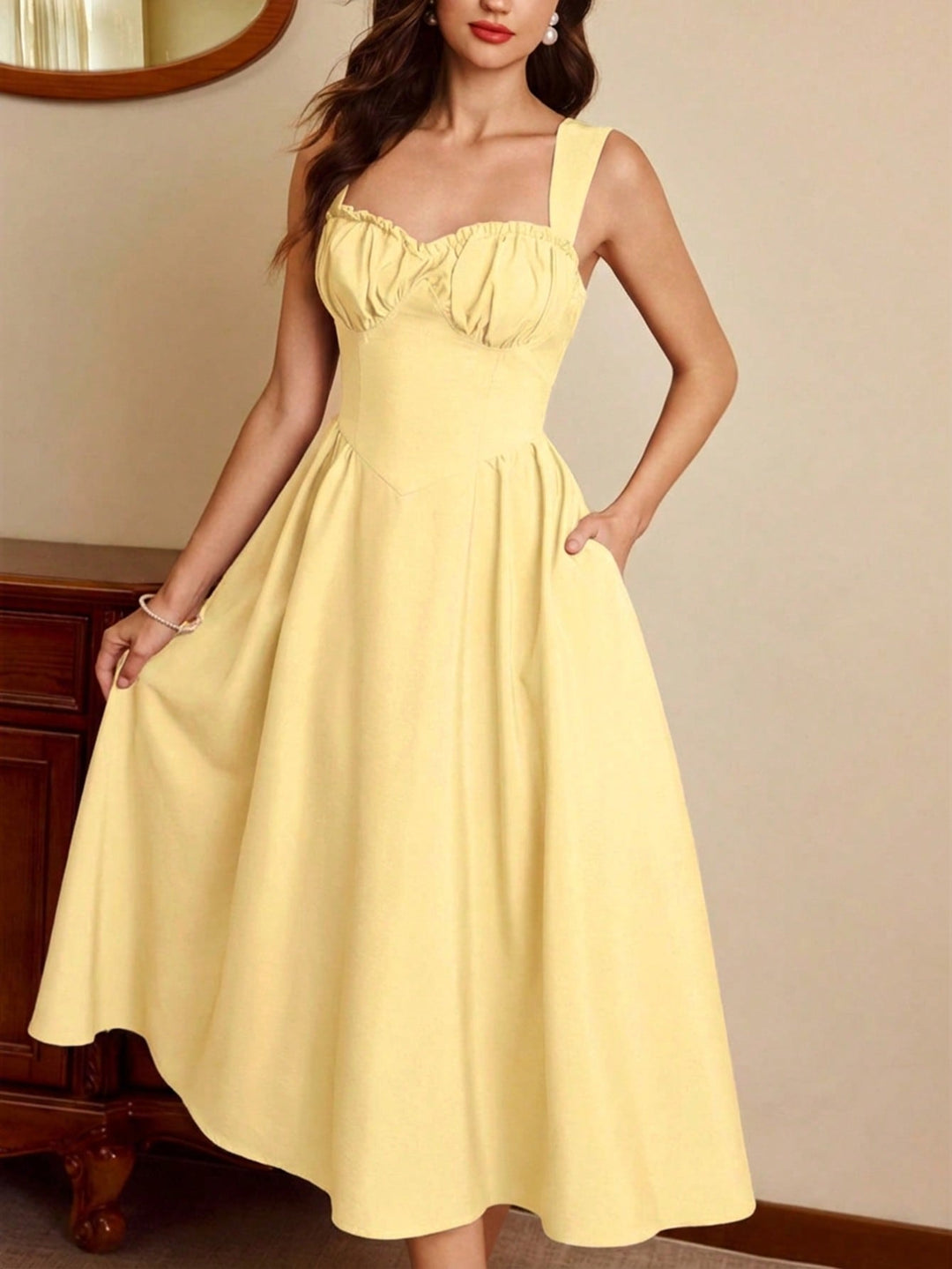 Rochie midi SHEIN, galben