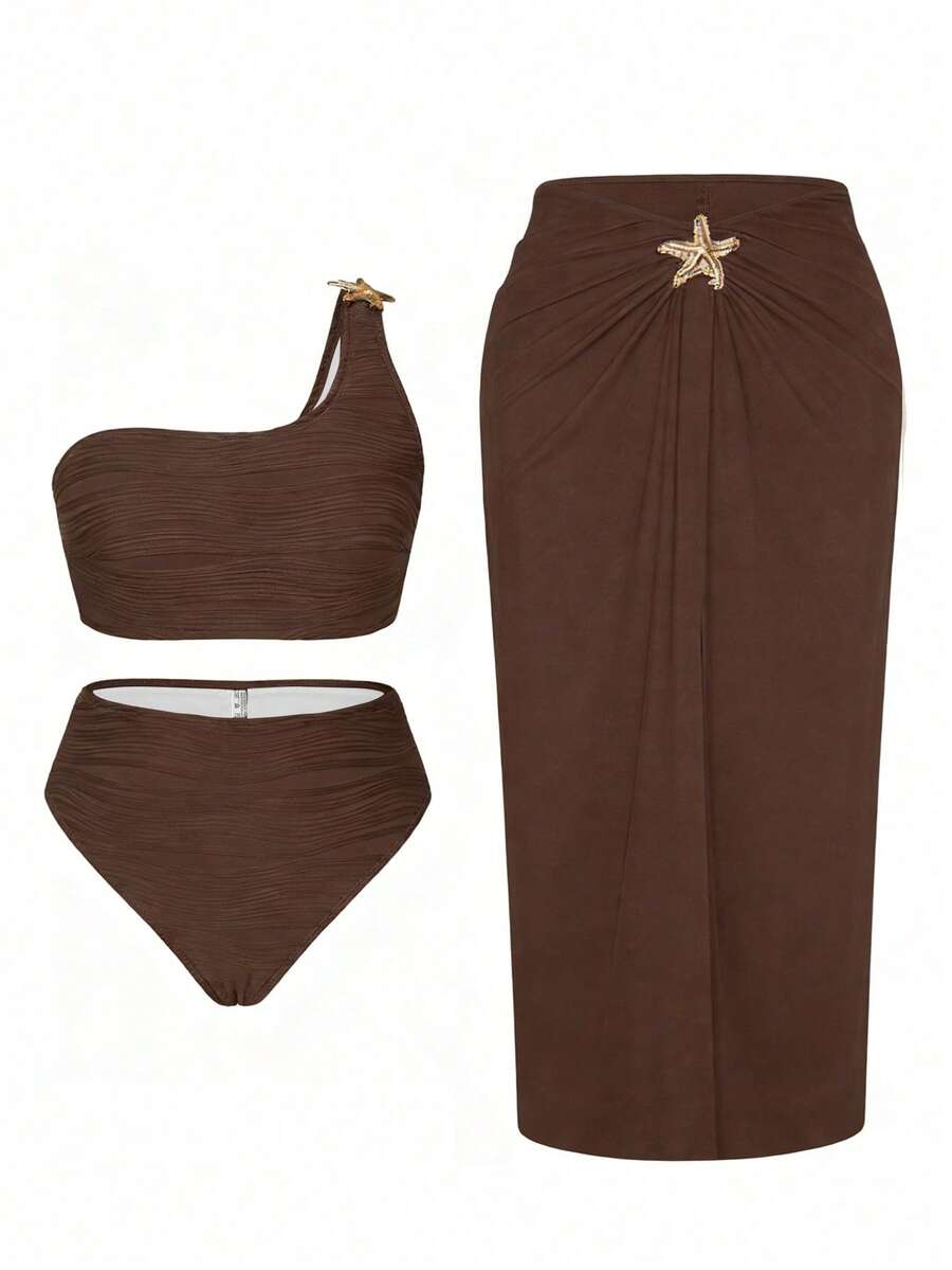 Set costum de baie SHEIN, maro