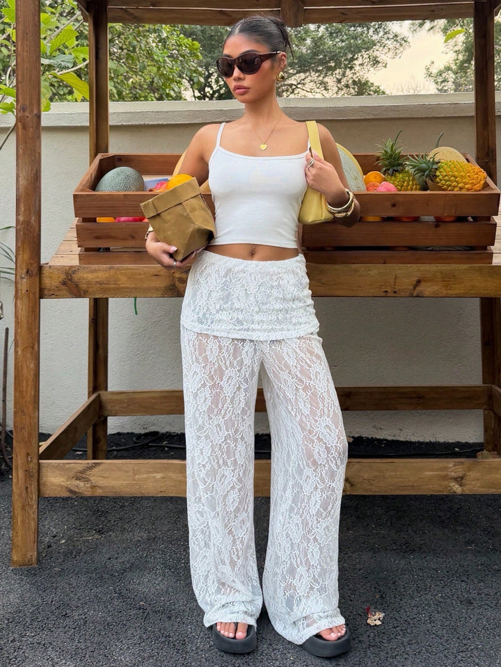 Pantaloni SHEIN, alb