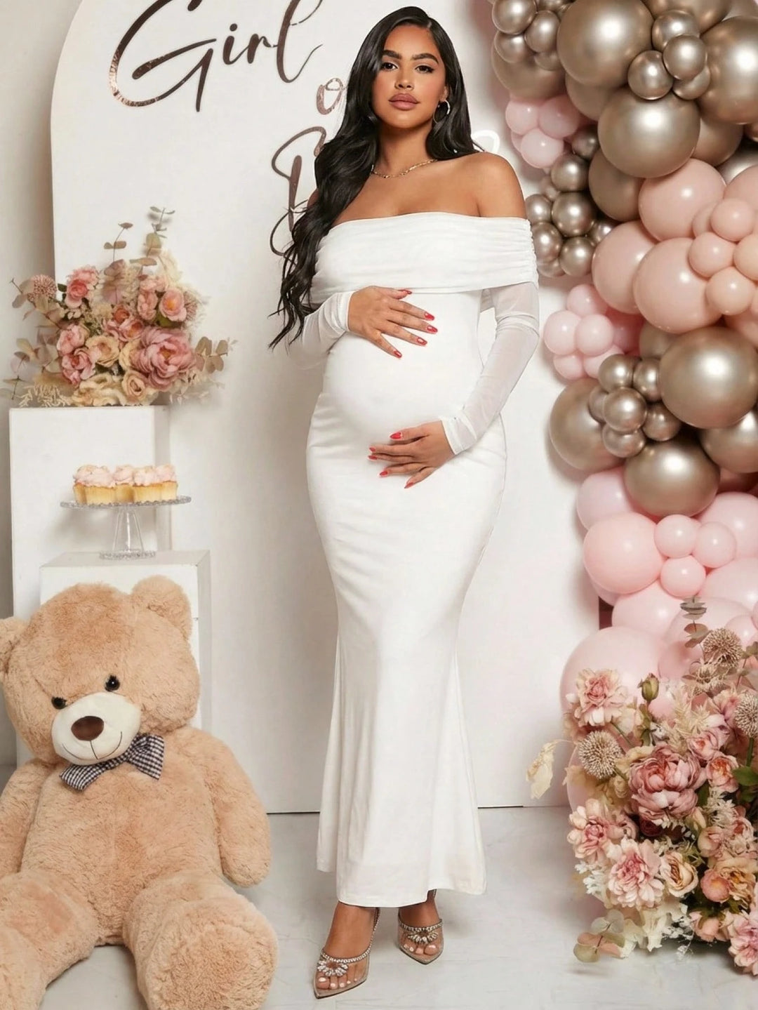 Rochie maxi SHEIN, alb