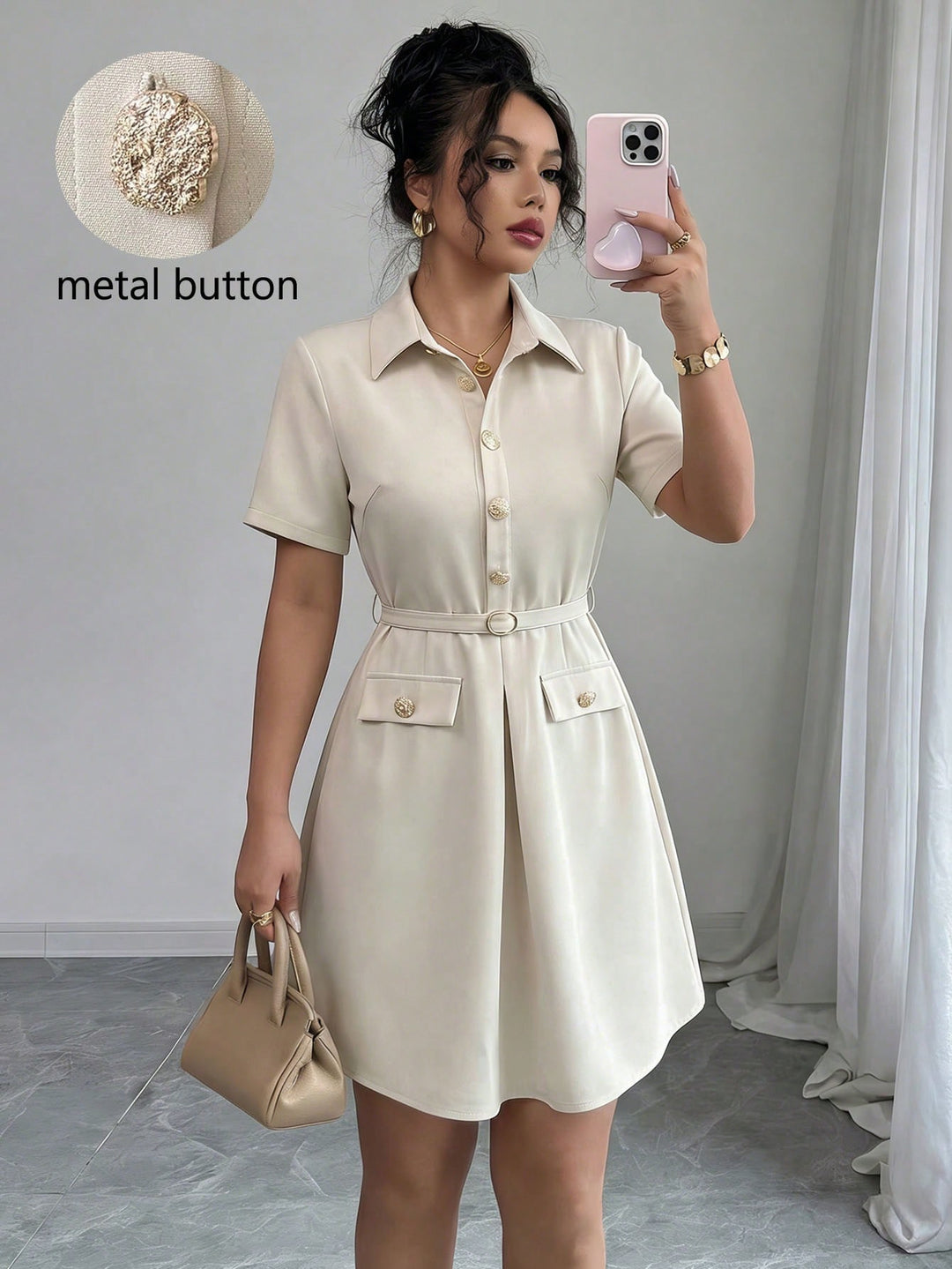 Rochie scurtă SHEIN, bej