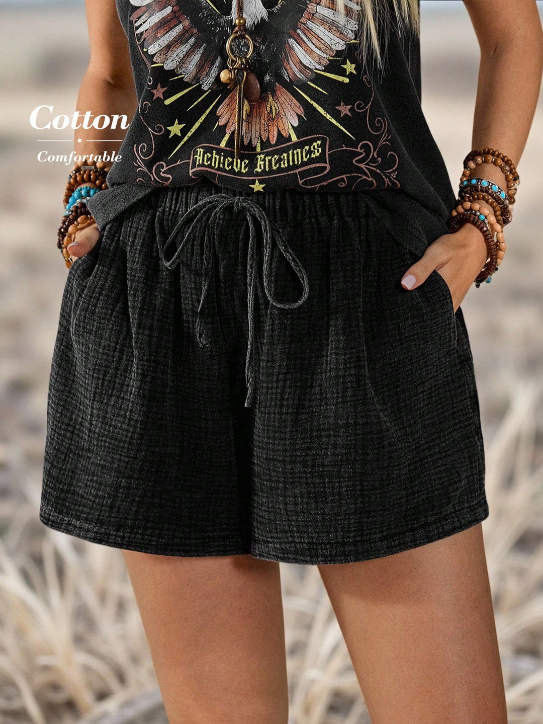 Pantaloni scurți SHEIN, negru