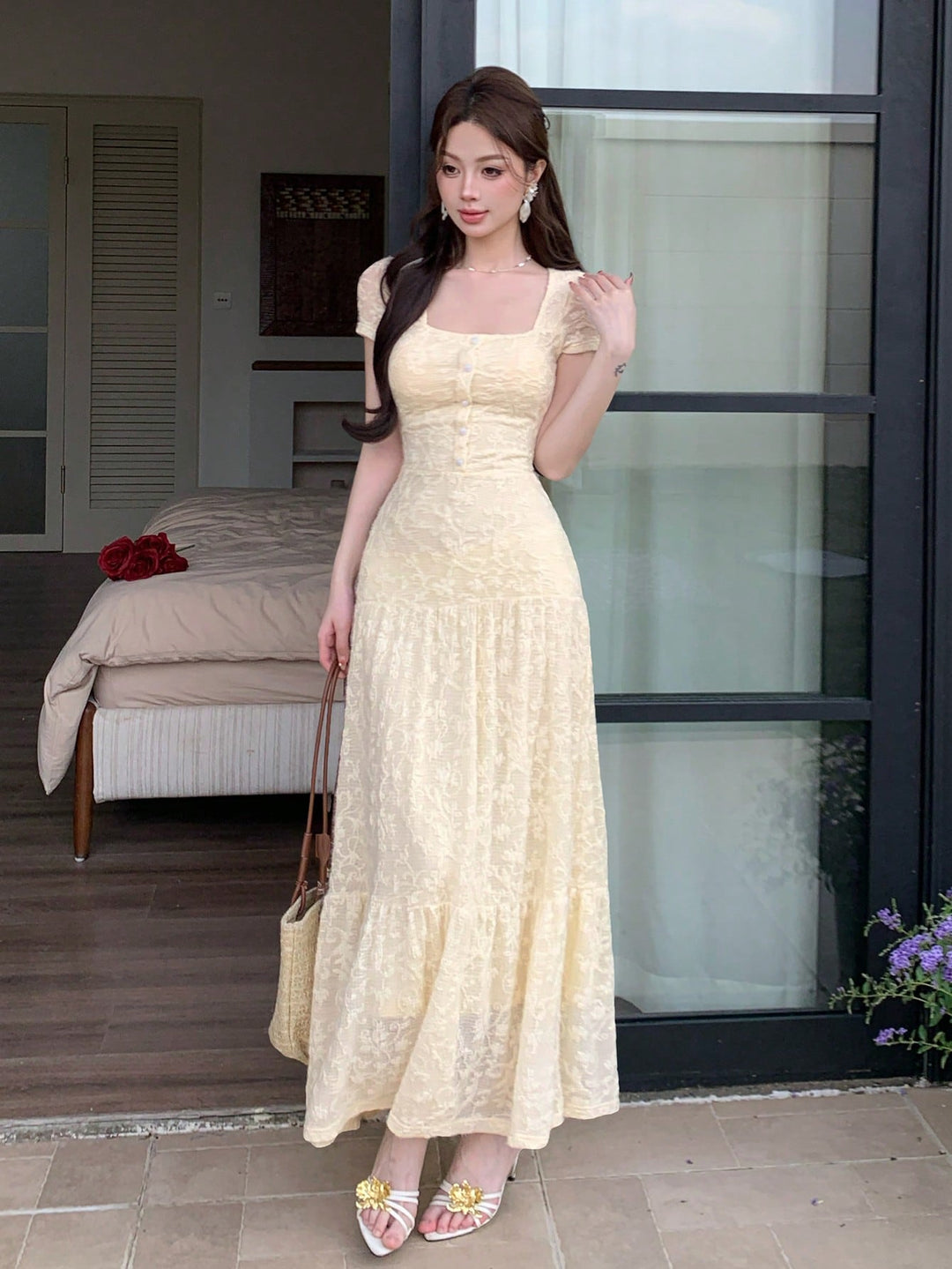 Rochie maxi SHEIN, bej