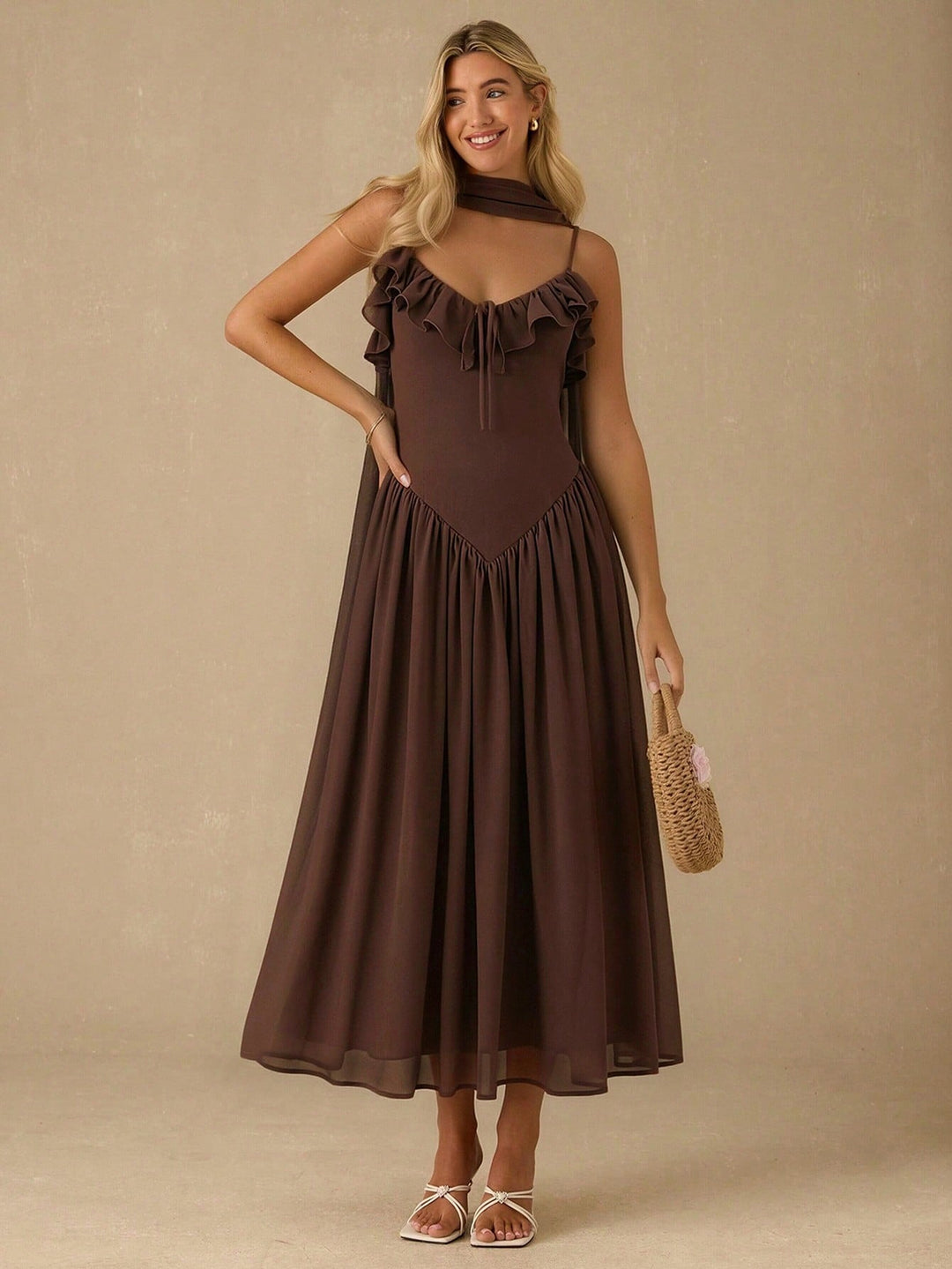 Rochie maxi SHEIN, maro