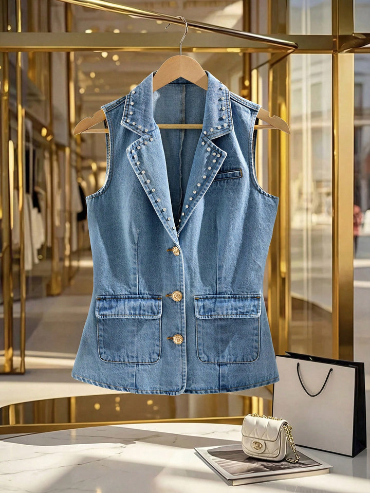Vesta din denim SHEIN, albastru