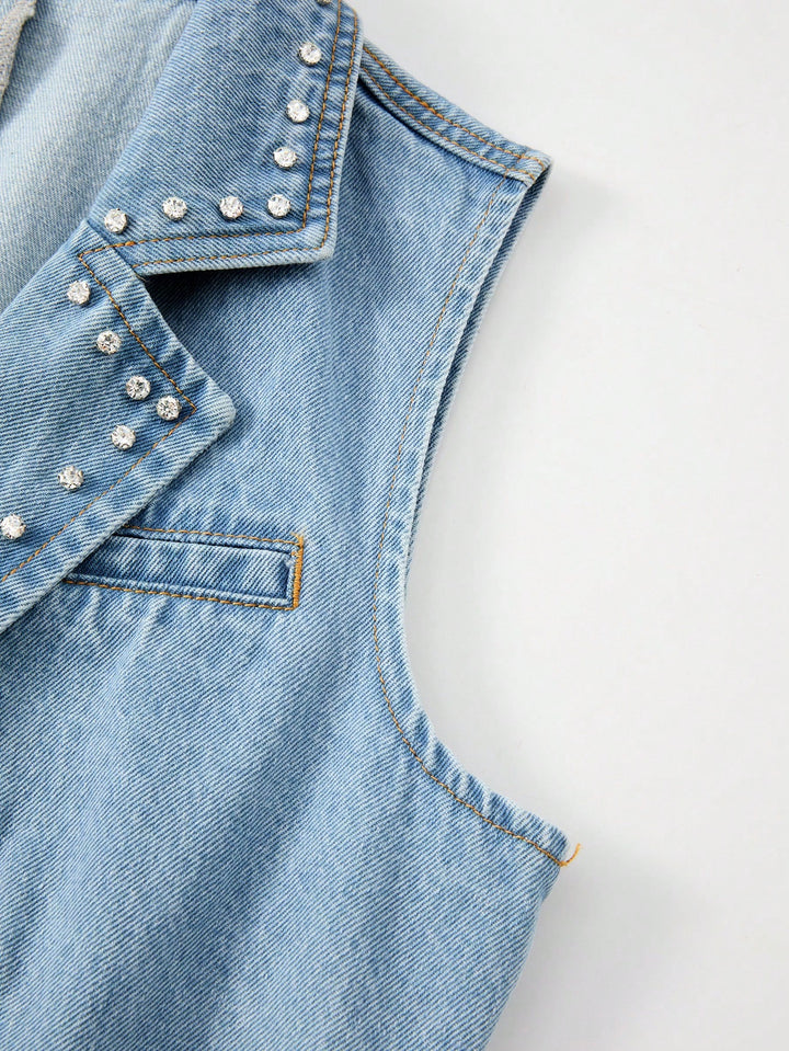 Vesta din denim SHEIN, albastru