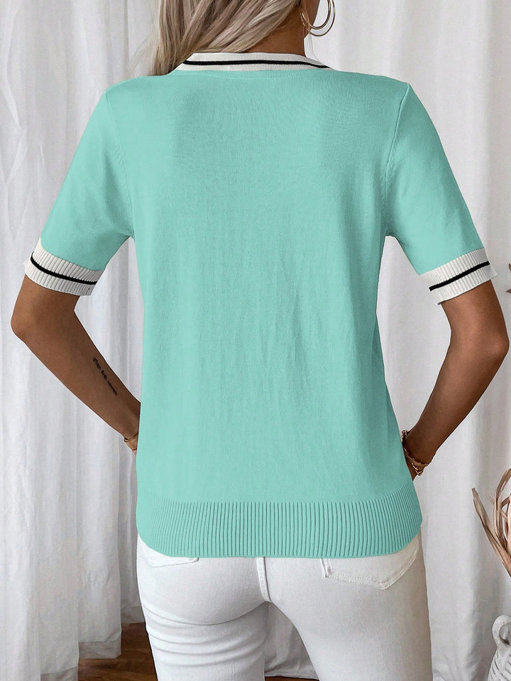Top tricotat SHEIN, albastru