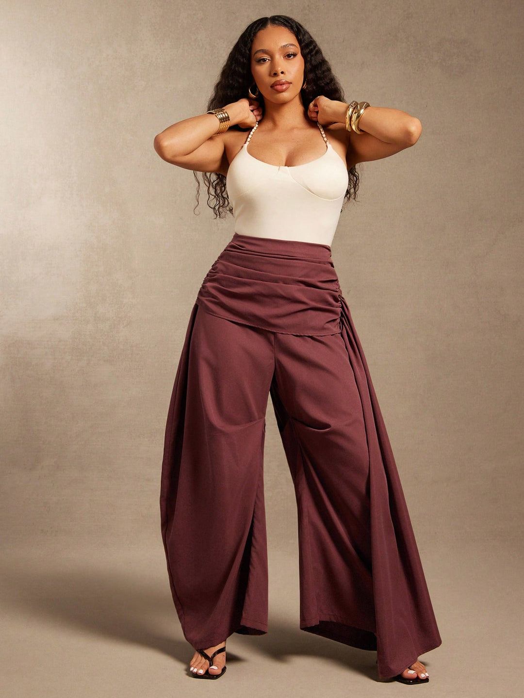 Pantaloni SHEIN, maro