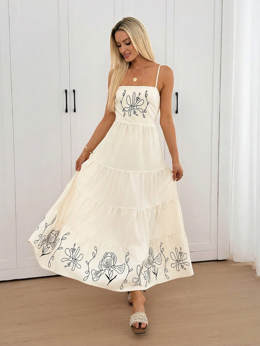 Rochie maxi SHEIN, crem