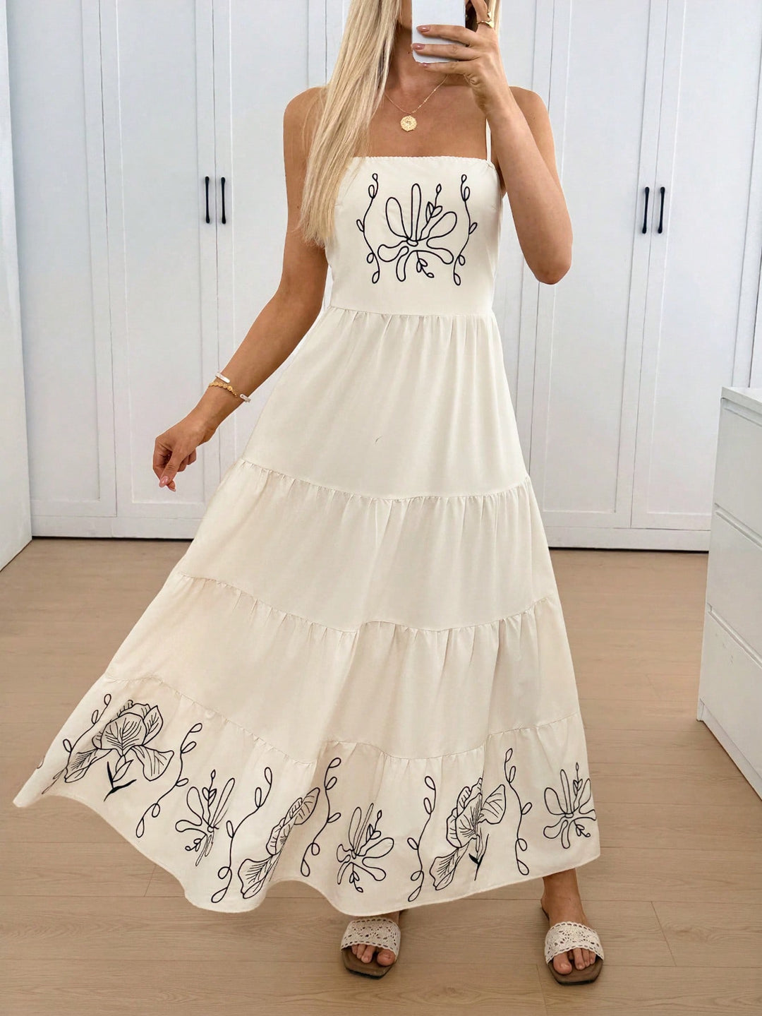 Rochie maxi SHEIN, crem