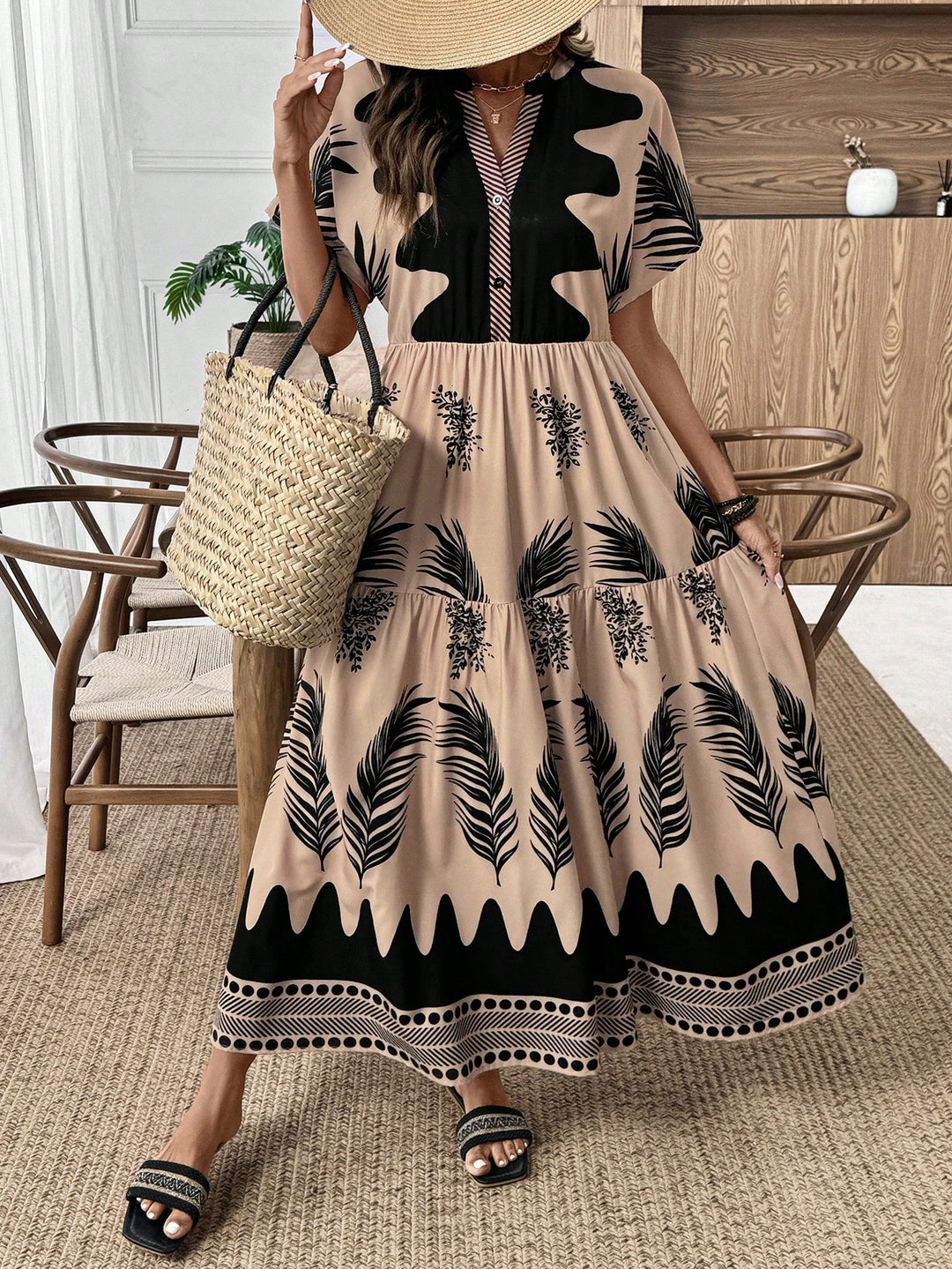 Rochie maxi SHEIN, kaki
