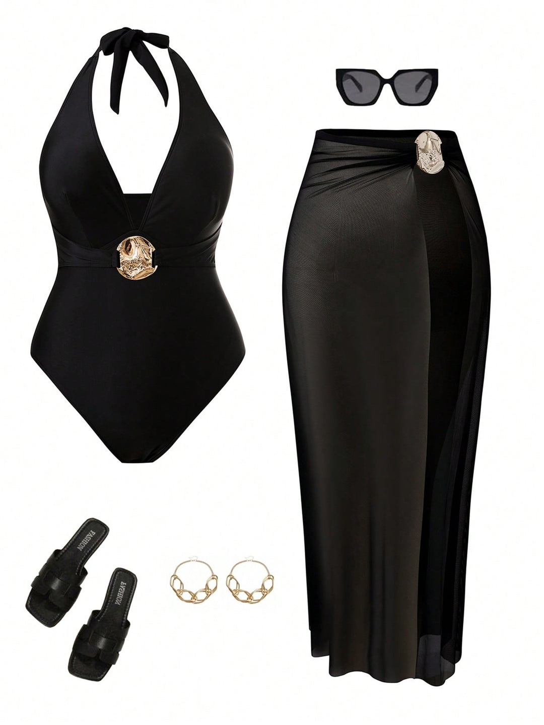 Costum de baie SHEIN, negru