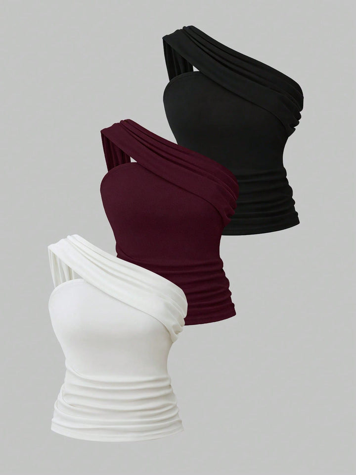 Top tricotat asimetric SHEIN, mix culori