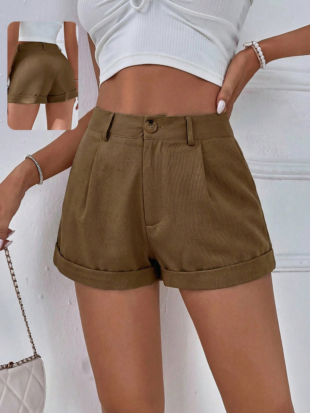 Pantaloni scurți SHEIN, maro