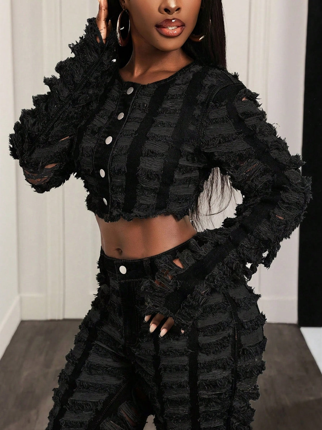 Jachetă denim SHEIN, negru