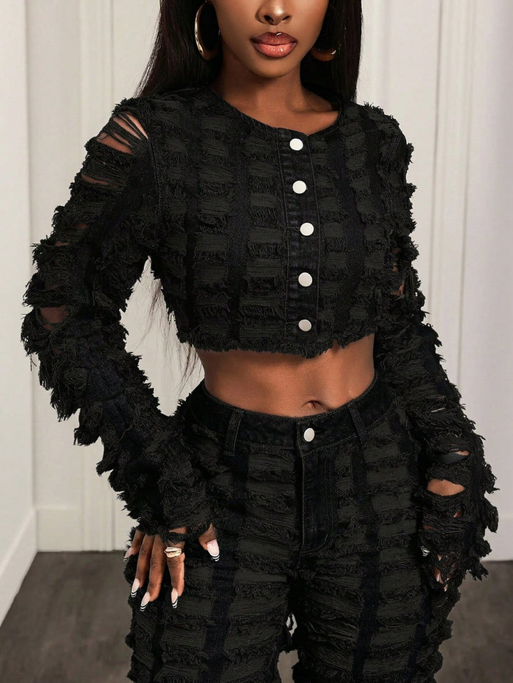 Jachetă denim SHEIN, negru