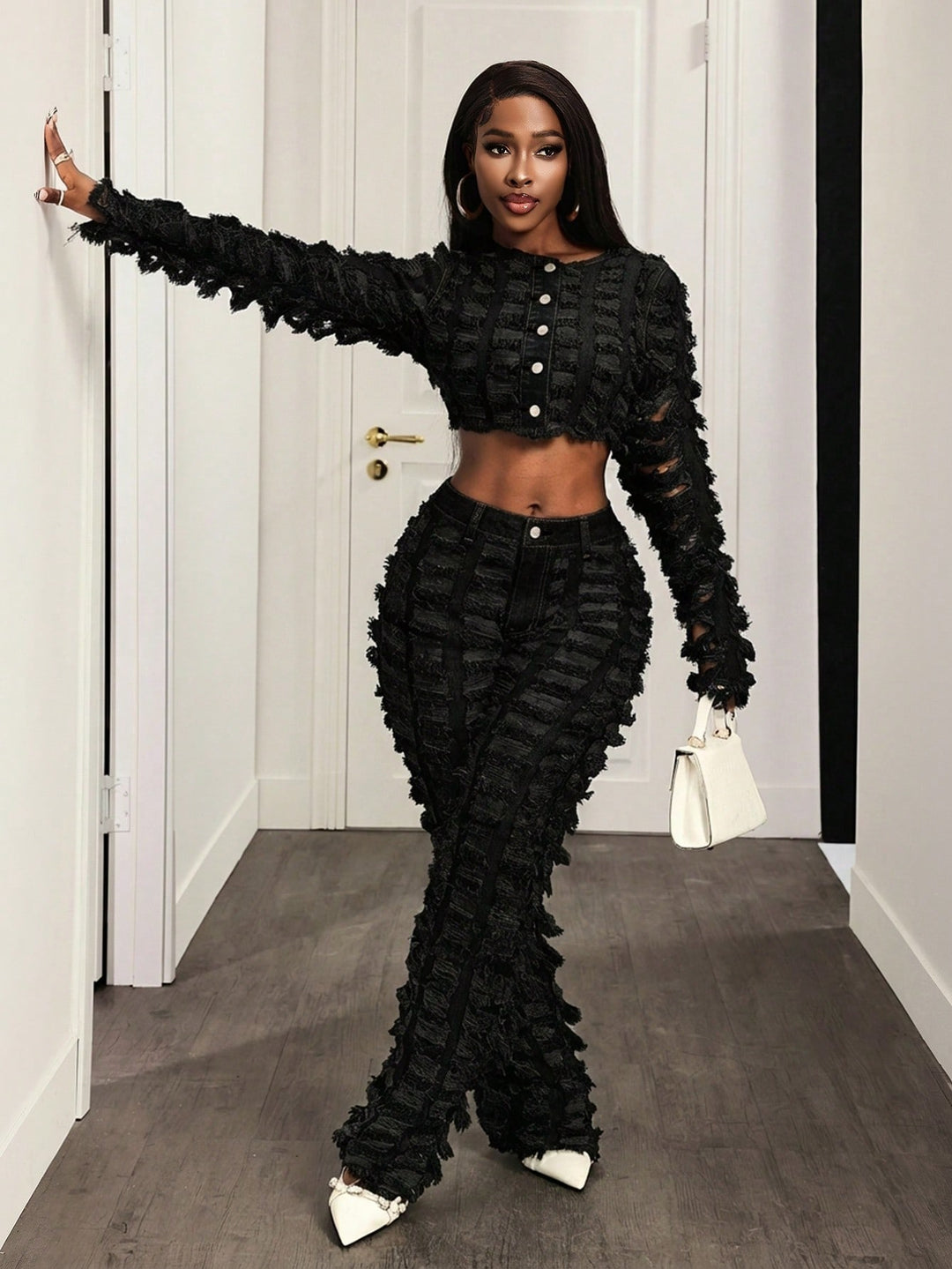 Jachetă denim SHEIN, negru